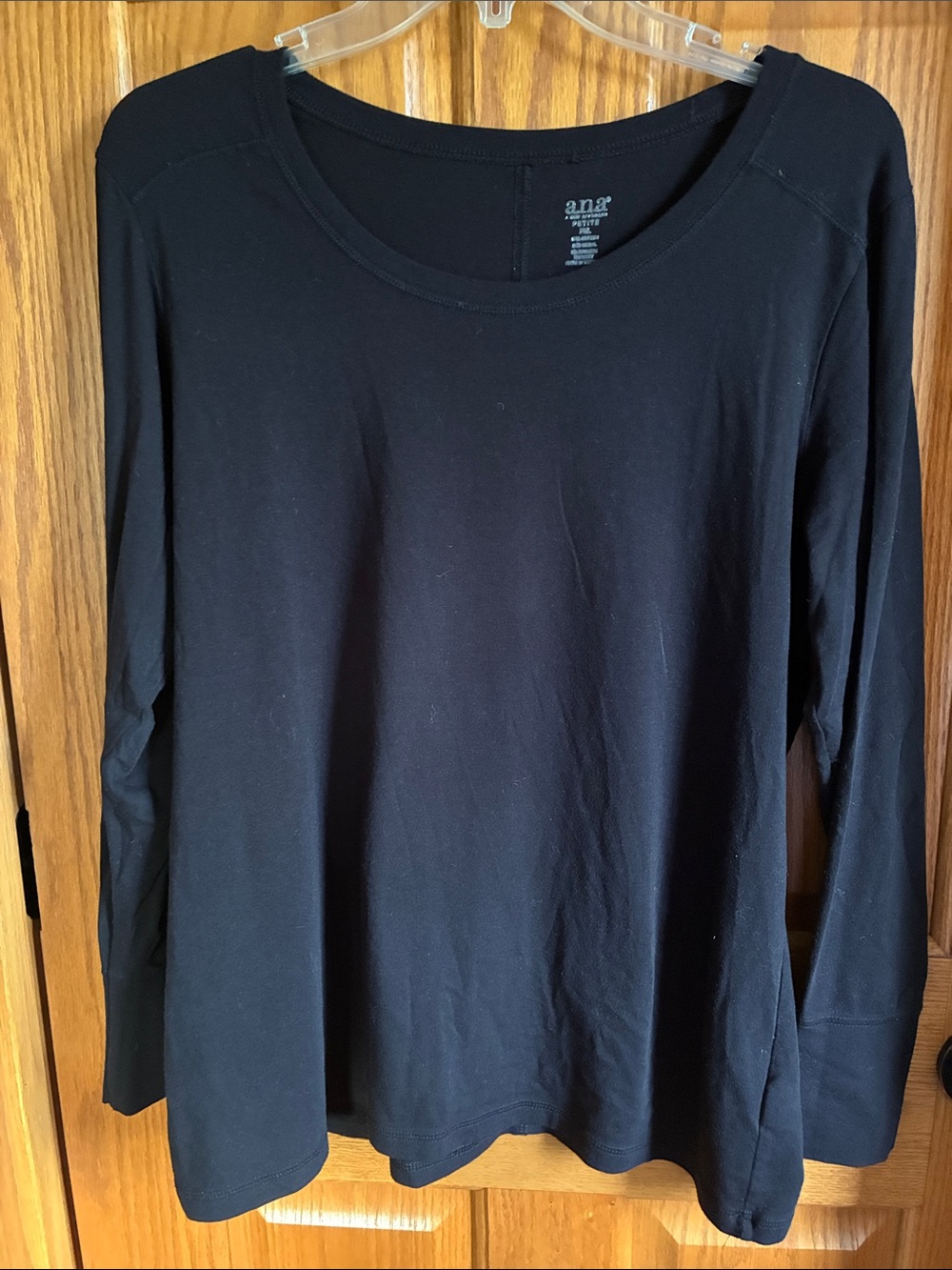 a.n.a Black Long Sleeve Scoop Neck Tee